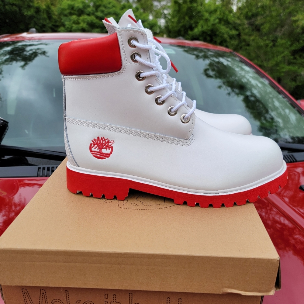 Red Timberland boots fashion Fire waterproof